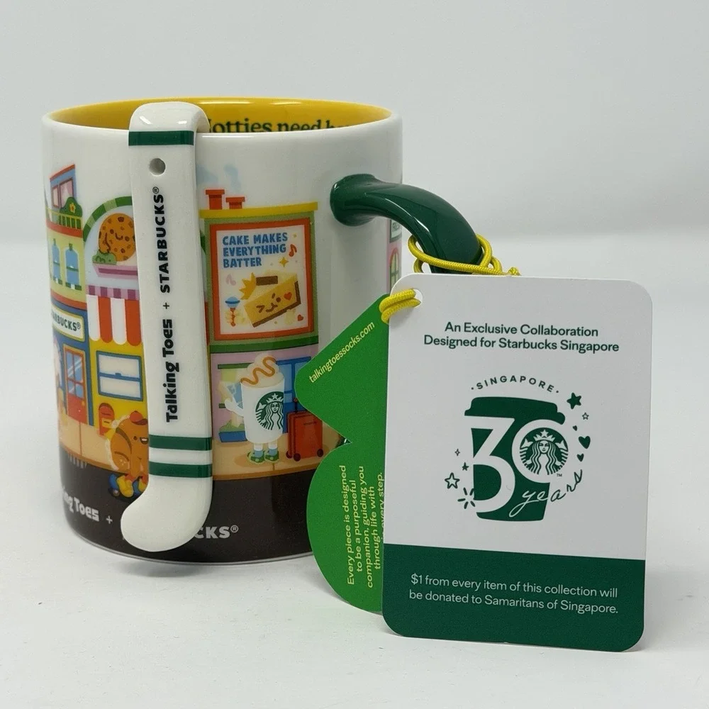 Starbucks Singapore Talking Toes Town Mug w/ Stirrer 30th Anniversary 2026 Rare‎